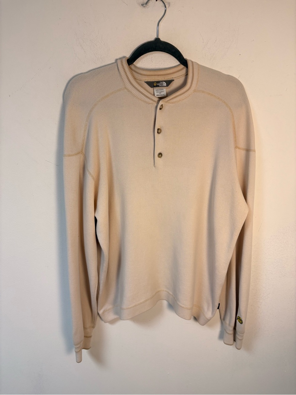 The North Face Mens Cream Cotton Henley Sweater Small